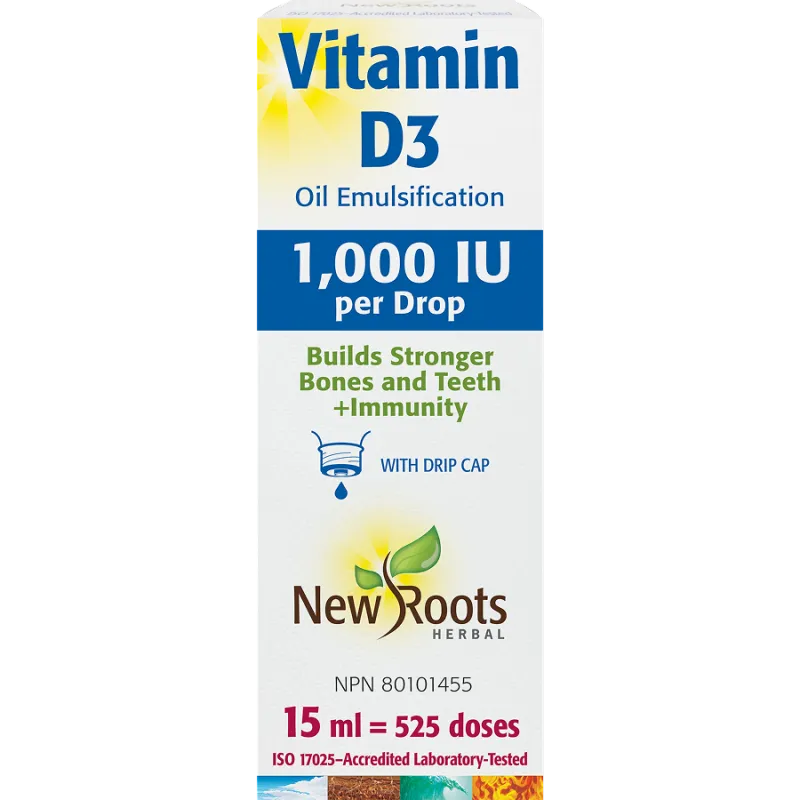 New Roots Vitamin D3 Liquid 1,000 IU 15 ml | 每天不同折扣, 全网最低价格 | 种类齐全的保健品店铺 VITASHOP, 只有你想不到, 没有你买不到 !