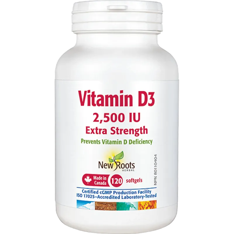 New Roots Vitamin D3 2,500 IU Extra Strength 120 Softgels | 每天不同折扣, 全网最低价格 | 种类齐全的保健品店铺 VITASHOP, 只有你想不到, 没有你买不到 !