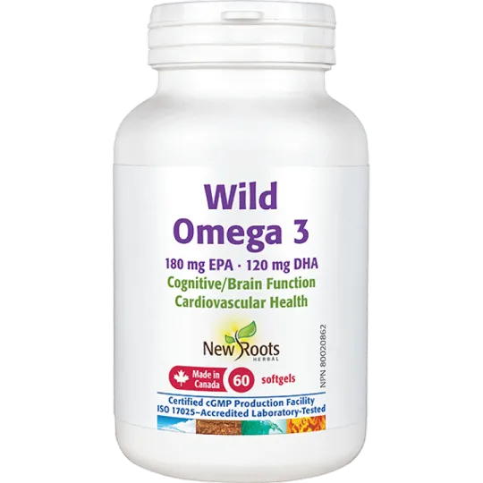 New Roots Wild Omega 3 180 mg EPA 120 mg DHA 60 Softgels | Unbeatable Prices, Daily Deals | VITASHOP