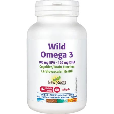 New Roots Wild Omega 3 180 mg EPA 120 mg DHA 60 Softgels | Unbeatable Prices, Daily Deals | VITASHOP