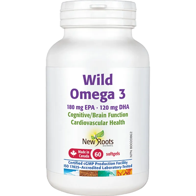 New Roots Wild Omega 3 180 mg EPA 120 mg DHA 60 Softgels | Unbeatable Prices, Daily Deals | VITASHOP