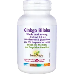 New Roots Ginkgo Biloba Whole Leaf 400 mg + Extract 60 mg 60 Capsules | Unbeatable Prices, Daily Deals | VITASHOP