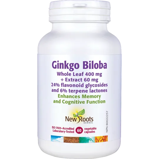 New Roots Ginkgo Biloba Whole Leaf 400 mg + Extract 60 mg 60 Capsules | 每天不同折扣, 全网最低价格 | 种类齐全的保健品店铺 VITASHOP, 只有你想不到, 没有你买不到 !