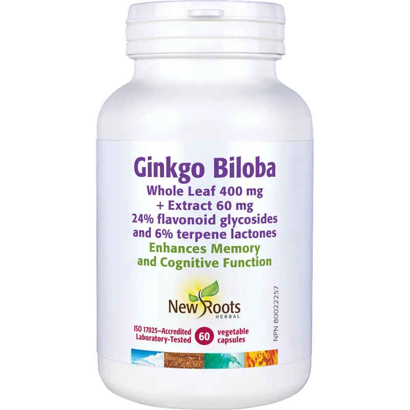 Ginkgo Biloba Whole Leaf 400 mg + Extract 60 mg 60 Capsules | Safest & Easiest Shopping Vitamins Online | VITASHOP