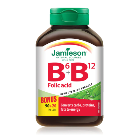 Jamieson Vitamin B6 + B12 + Folic Acid 90+20 Free Tablets | Unbeatable Prices, Daily Deals | VITASHOP