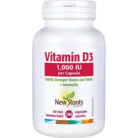 New Roots Vitamin D3 1,000 IU 180 Capsules | Unbeatable Prices, Daily Deals | VITASHOP