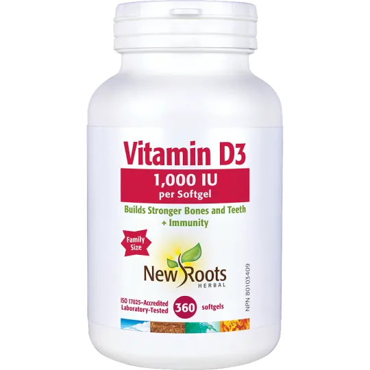 New Roots Vitamin D3 1,000 IU 360 Softgels | 每天不同折扣, 全网最低价格 | 种类齐全的保健品店铺 VITASHOP, 只有你想不到, 没有你买不到 !