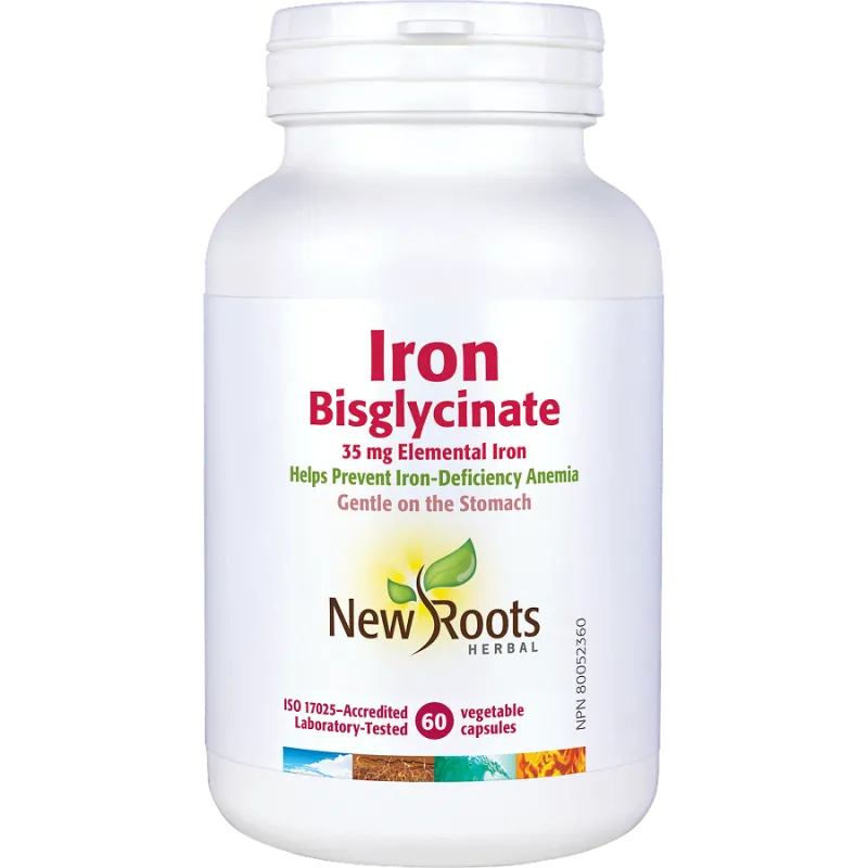 New Roots Iron Bisglycinate 60 Vegetable Capsules | Unbeatable Prices, Daily Deals | VITASHOP