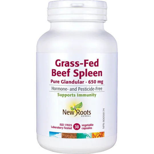 New Roots 뉴 루츠 Grass-Fed 쇠고기 비장 PureGlandular 650 mg 30 캡슐 | 매일 업데이트되는 특가 상품 | VITASHOP