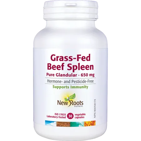 New Roots 뉴 루츠 Grass-Fed 쇠고기 비장 PureGlandular 650 mg 30 캡슐 | 매일 업데이트되는 특가 상품 | VITASHOP