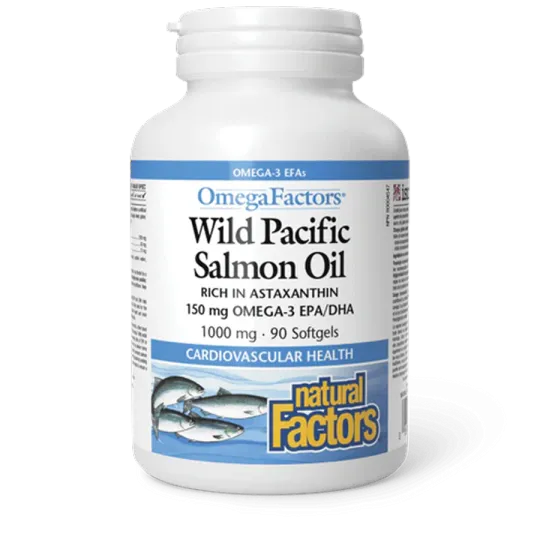 Natural Factors 내추럴 팩터스 OmegaFactors 와일드 퍼시픽 연어 오일 1000 mg, 90 소프트젤 | 매일 업데이트되는 특가 상품 | VITASHOP