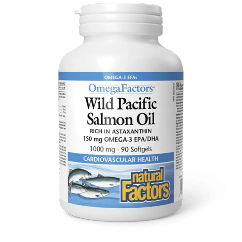 Natural Factors OmegaFactors Wild Pacific Salmon Oil 1000 mg, 90 Softgels | Unbeatable Prices, Daily Deals | VITASHOP