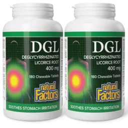 Natural Factors [2 for Deal] DGL Deglycyrrhizinated Licorice Root 400 mg, 180 Chewable Tablets | Unbeatable Prices, Daily Deals