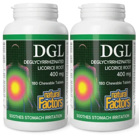 Natural Factors [2 for Deal] DGL 甘草根 400 毫克, 180 咀嚼片 | 每天不同折扣, 全网最低价格 | 种类齐全的保健品店铺 VITASHOP, 只有你想不到, 没有你买不到 !