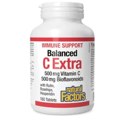 Natural Factors Balanced C Extra with Rutin, Rosehips, Hesperidin 500 mg / 500 mg, 180 Tablets | Unbeatable Prices, Daily Deals