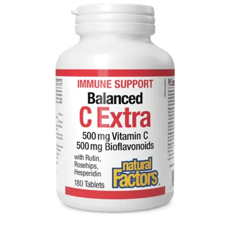 Natural Factors Balanced C Extra with Rutin, Rosehips, Hesperidin 500 mg / 500 mg, 180 Tablets | 每天不同折扣, 全网最低价格 | 种类齐全的保健品店铺 VIT