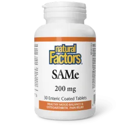 Natural Factors 내추럴 팩터스 SAMe 200 mg, 30 장용 코팅 정제 | 매일 업데이트되는 특가 상품 | VITASHOP