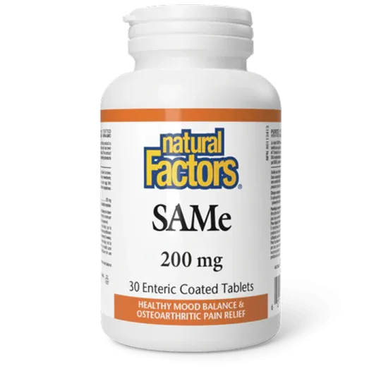 Natural Factors SAMe 200 mg, 30 Enteric Coated Tablets | Unbeatable Prices, Daily Deals | VITASHOP