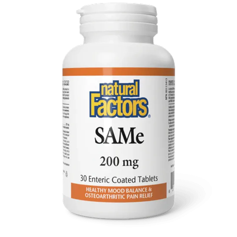 Natural Factors SAMe 200 mg, 30 Enteric Coated Tablets | Unbeatable Prices, Daily Deals | VITASHOP
