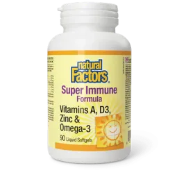 Natural Factors 내추럴 팩터스 슈퍼 면역 포뮬러 비타민 A, D3, 아연 및 오메가-3, 액상 소프트젤 90정 | 매일 업데이트되는 특가 상품 | VITASHOP