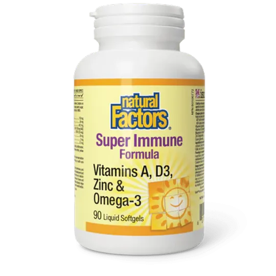 Super Immune Formula Vitamines A, D3, Zinc & Oméga-3, 90 gélules liquides | Safest & Easiest Shopping Vitamins Online | VITASHOP