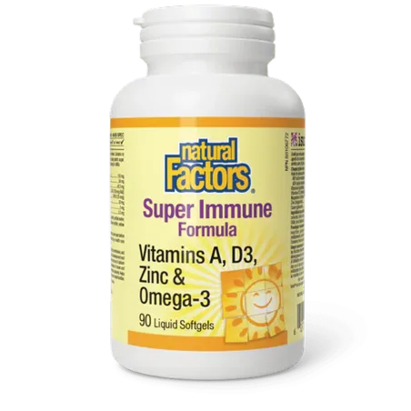 Natural Factors Super Immune Formula Vitamins A, D3, Zinc & Omega-3, 90 Liquid Softgels | Unbeatable Prices, Daily Deals | VITAS