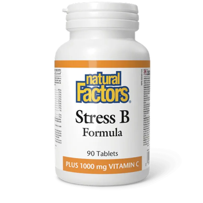 Natural Factors 내추럴 팩터스 스트레스 B 포뮬러 플러스 1000mg 비타민 C, 90정 | 매일 업데이트되는 특가 상품 | VITASHOP
