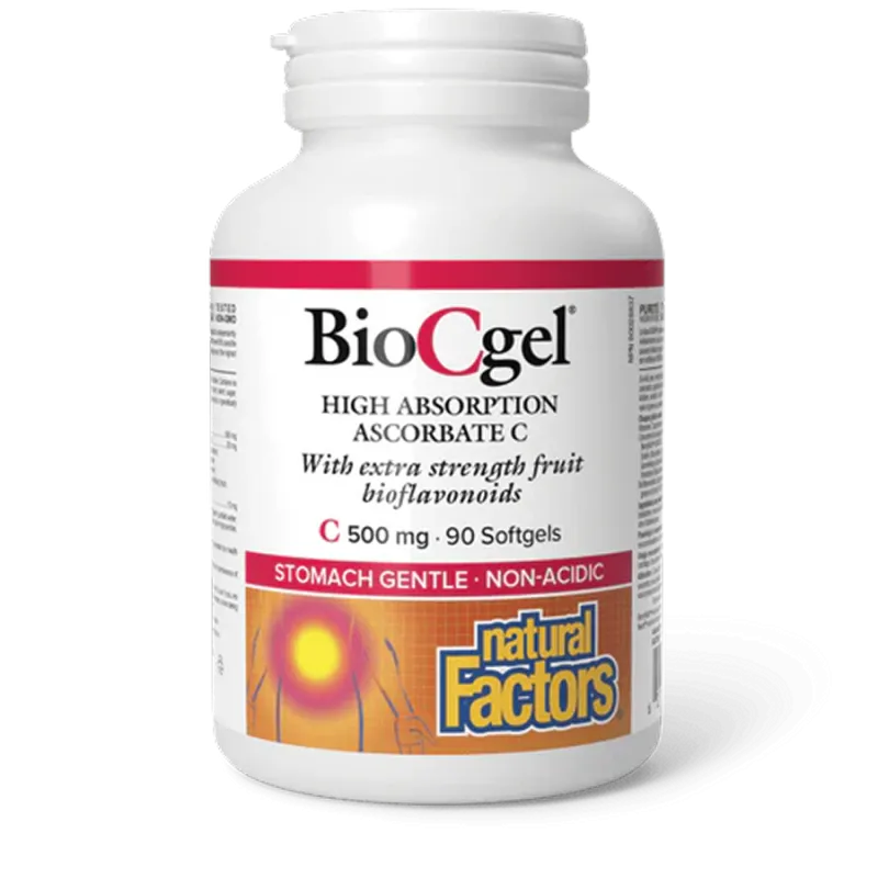 Natural Factors 내추럴 팩터스 BioCgel 고흡수성 아스코르베이트 C 500mg, 소프트젤 90정 | 매일 업데이트되는 특가 상품 | VITASHOP
