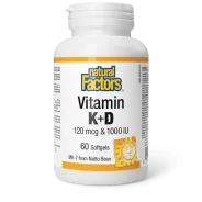 Natural Factors 내추럴 팩터스 비타민 K+D 120 mcg / 1000 IU, 60 소프트젤 | 매일 업데이트되는 특가 상품 | VITASHOP