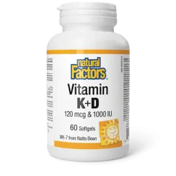 Natural Factors Vitamin K+D 120 mcg / 1000 IU, 60 Softgels | Unbeatable Prices, Daily Deals | VITASHOP
