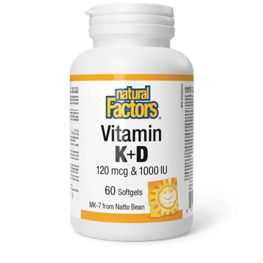 Natural Factors 내추럴 팩터스 비타민 K+D 120 mcg / 1000 IU, 60 소프트젤 | 매일 업데이트되는 특가 상품 | VITASHOP