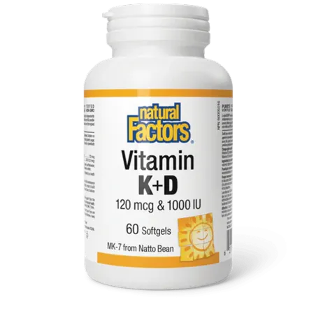 Natural Factors 내추럴 팩터스 비타민 K+D 120 mcg / 1000 IU, 60 소프트젤 | 매일 업데이트되는 특가 상품 | VITASHOP