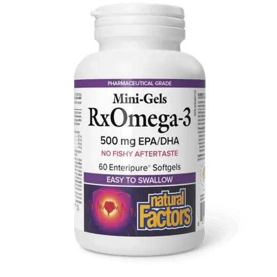 Natural Factors 내추럴 팩터스 RxOmega-3 미니젤 500 mg, 60 Enteripure Softgels | 매일 업데이트되는 특가 상품 | VITASHOP