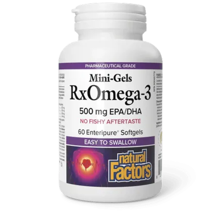 Natural Factors 내추럴 팩터스 RxOmega-3 미니젤 500 mg, 60 Enteripure Softgels | 매일 업데이트되는 특가 상품 | VITASHOP