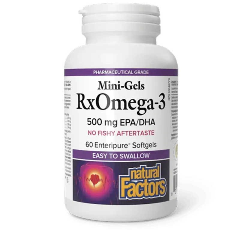 Natural Factors 내추럴 팩터스 RxOmega-3 미니젤 500 mg, 60 Enteripure Softgels | 매일 업데이트되는 특가 상품 | VITASHOP