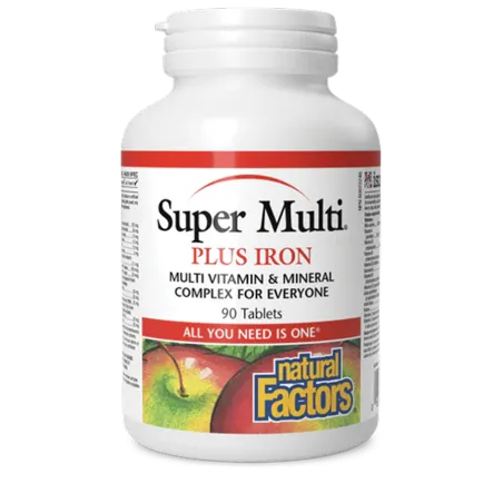 Natural Factors Super Multi Plus Iron, 90 Tablets | 每天不同折扣, 全网最低价格 | 种类齐全的保健品店铺 VITASHOP, 只有你想不到, 没有你买不到 !