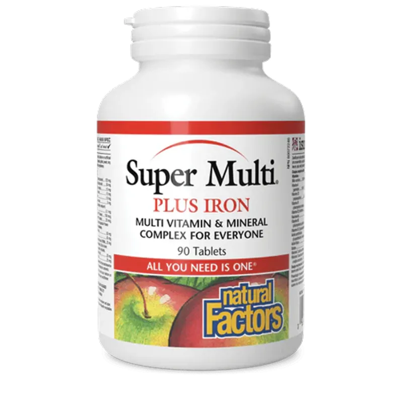 Natural Factors Super Multi Plus Iron, 90 Tablets | 每天不同折扣, 全网最低价格 | 种类齐全的保健品店铺 VITASHOP, 只有你想不到, 没有你买不到 !