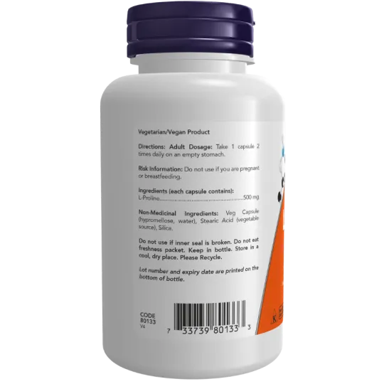 NOW Foods L-Proline 500 mg, 120 Capsules | Unbeatable Prices, Daily Deals | VITASHOP
