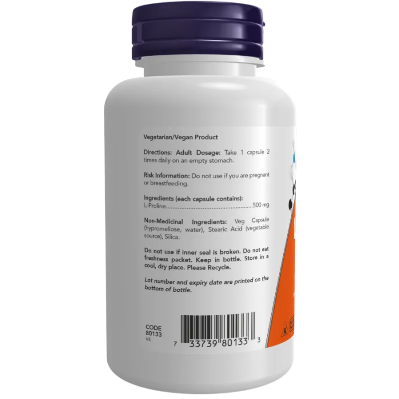 NOW Foods L-Proline 500 mg, 120 Capsules | Unbeatable Prices, Daily Deals | VITASHOP