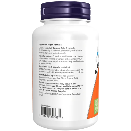 NOW Foods GABA 500 mg, 100 Capsules | Unbeatable Prices, Daily Deals | VITASHOP