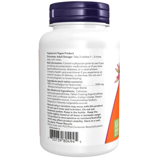 NOW Foods TMG (Trimethylglycine) 1000 mg, 100 Tablets | Unbeatable Prices, Daily Deals | VITASHOP