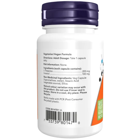 NOW Foods L-Theanine 200 mg, 60 Veg Capsules | Unbeatable Prices, Daily Deals | VITASHOP