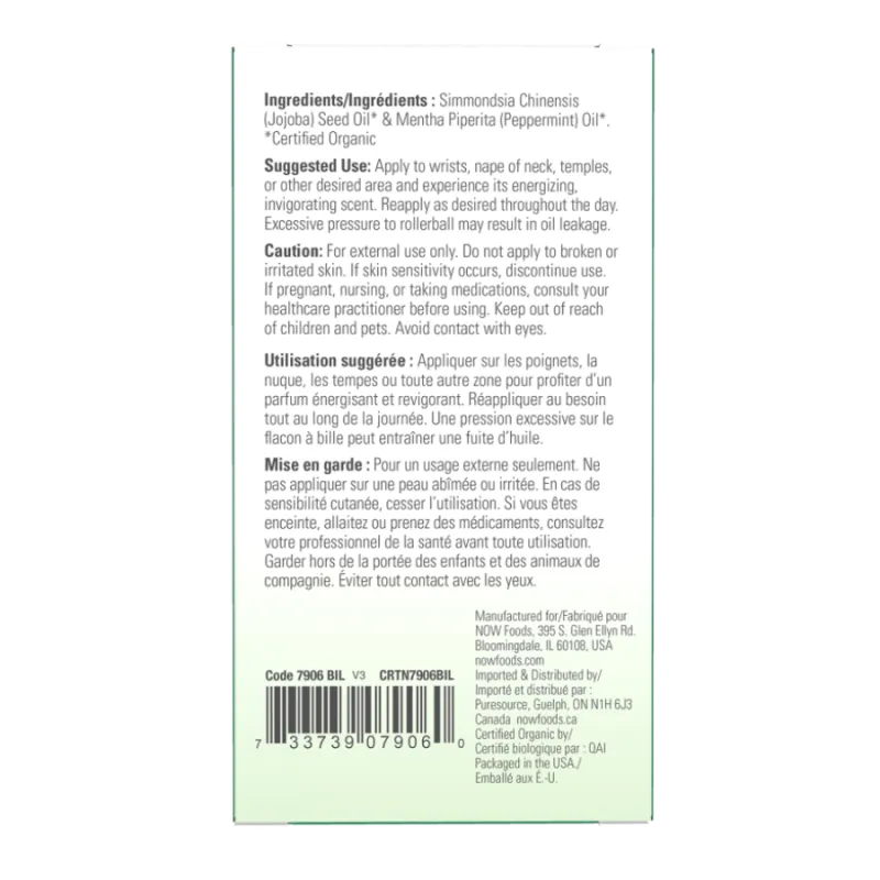 Roll-On à la menthe poivrée biologique, 10 mL | Safest & Easiest Shopping Vitamins Online | VITASHOP