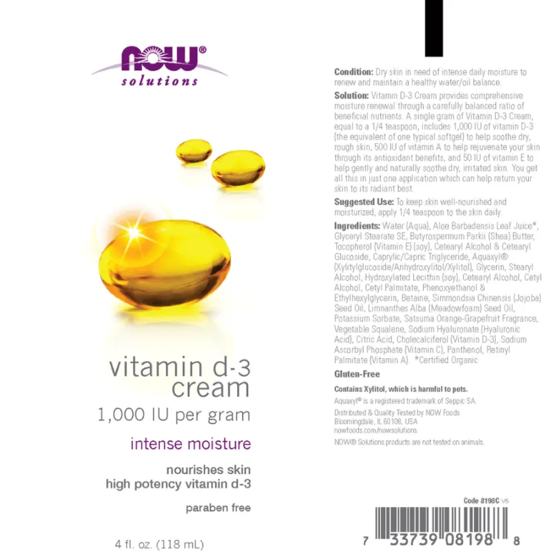 Crème de vitamine D-3, 118 mL | Safest & Easiest Shopping Vitamins Online | VITASHOP