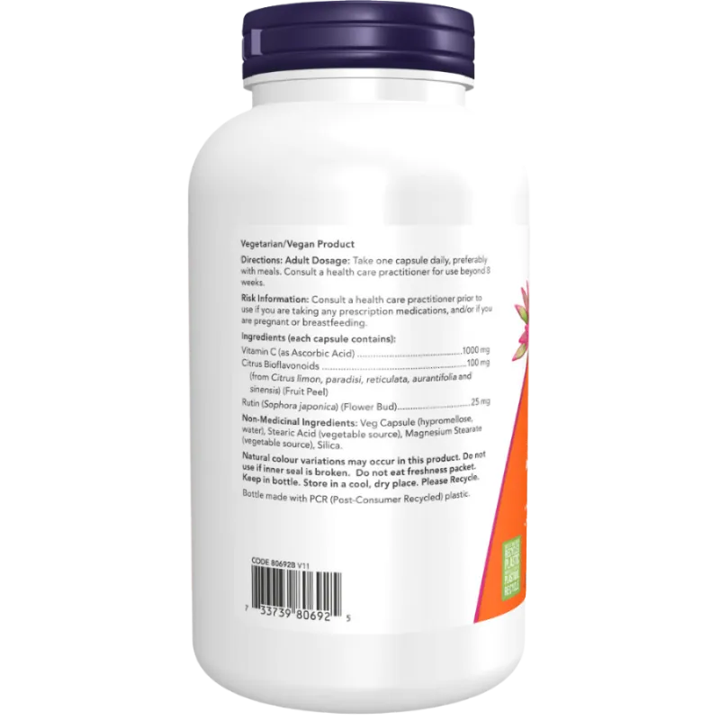NOW Foods 나우 푸드 바이오플라보노이드 100mg 함유 C-1000, 캡슐 250개 | 매일 업데이트되는 특가 상품 | VITASHOP