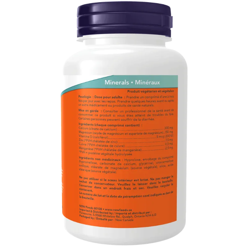 Citrate de calcium avec minéraux et vitamine D, 100 comprimés | Safest & Easiest Shopping Vitamins Online | VITASHOP