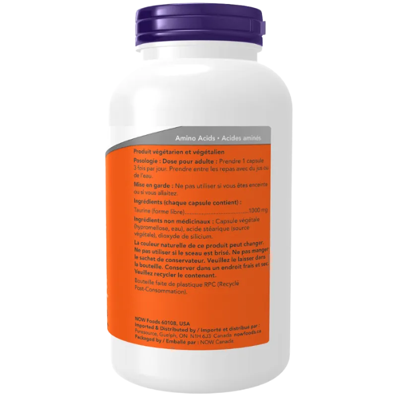 NOW Foods 나우 푸드 타우린 1000 mg, 250 캡슐 | 매일 업데이트되는 특가 상품 | VITASHOP