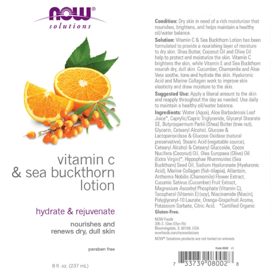 Vitamine C & Lotion à l’argousier, 237 mL | Safest & Easiest Shopping Vitamins Online | VITASHOP