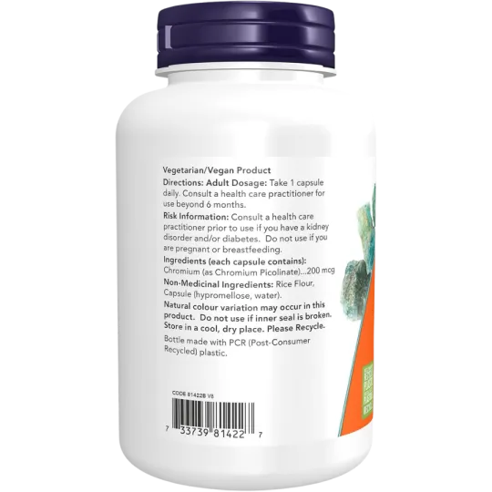 Picolinate de chrome 200 mcg, 250 Capsules | Safest & Easiest Shopping Vitamins Online | VITASHOP