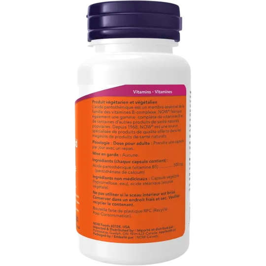 NOW Foods Pantothenic Acid 500 mg, 100 Capsules | 每天不同折扣, 全网最低价格 | 种类齐全的保健品店铺 VITASHOP, 只有你想不到, 没有你买不到 !
